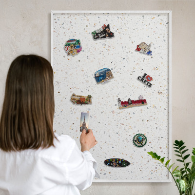 Panou pentru magneți din călătorii cadru alb Model de terrazzo