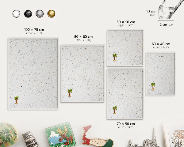 Panou pentru magneți din călătorii cadru alb Model de terrazzo