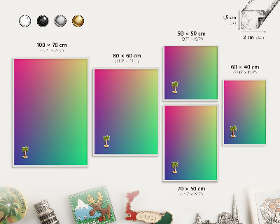 Tablă metalică de perete cu ramă de culoare albă Gradient colorat