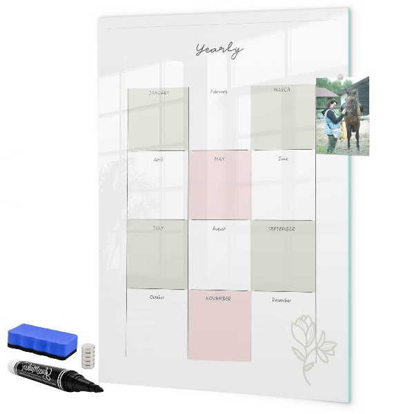 Tablă cu marker Planificator anual cu spațiu pentru fotografii
