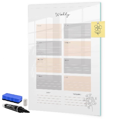 Tablă cu marker Planificator săptămânal cu spațiu pentru fotografii