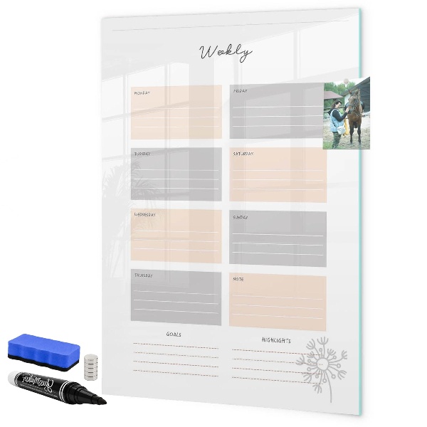 Tablă cu marker Planificator săptămânal cu spațiu pentru fotografii