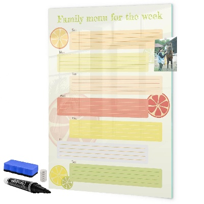 Tablă cu marker Planul de mese pentru familie pentru săptămână