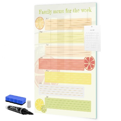 Tablă cu marker Planul de mese pentru familie pentru săptămână