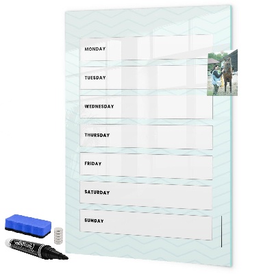 Tablă cu marker Planificator săptămânal cu spațiu pentru fotografii