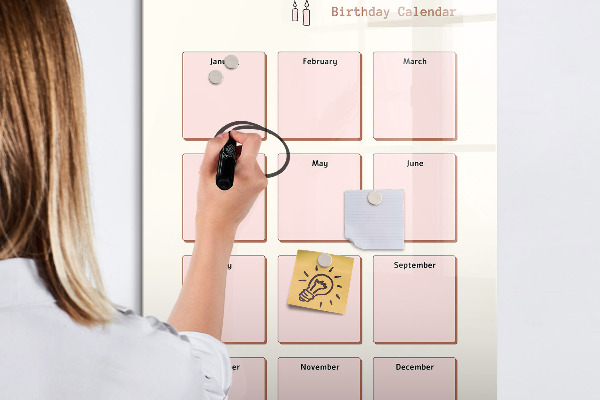 Tablă magnetică de scris Calendar de ziua de naștere cu spațiu pentru fotografii