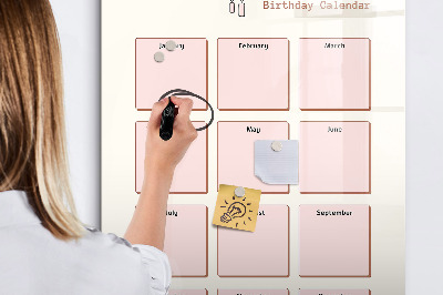Tablă magnetică de scris Calendar de ziua de naștere cu spațiu pentru fotografii