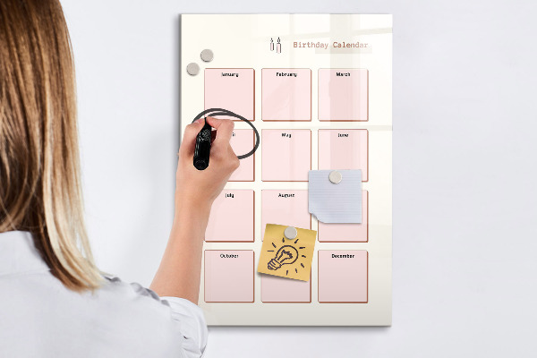 Tablă magnetică de scris Calendar de ziua de naștere cu spațiu pentru fotografii