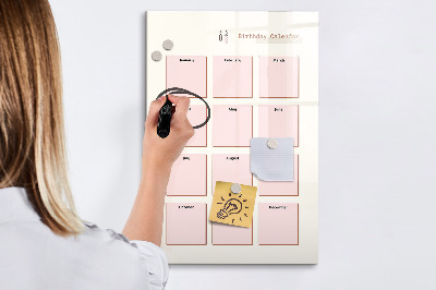 Tablă magnetică de scris Calendar de ziua de naștere cu spațiu pentru fotografii