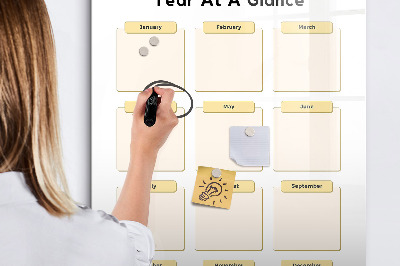 Tablă magnetică de scris Calendar anual pentru personalizare