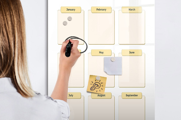 Tablă magnetică de scris Calendar anual pentru personalizare