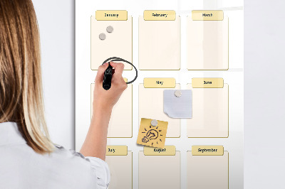Tablă magnetică de scris Calendar anual pentru personalizare