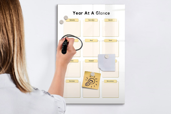 Tablă magnetică de scris Calendar anual pentru personalizare