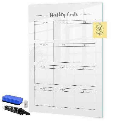 Tablă magnetică de scris Obiective lunare cu opțiune de personalizare