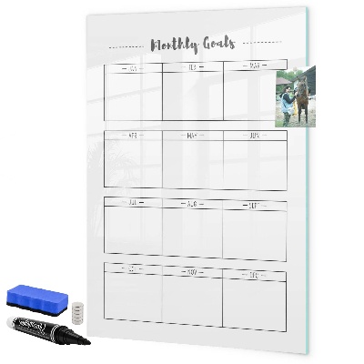 Tablă magnetică de scris Obiective lunare cu opțiune de personalizare