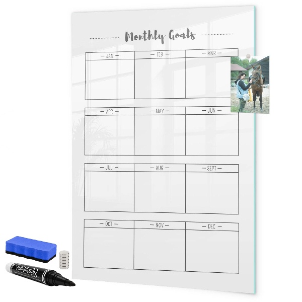 Tablă magnetică de scris Obiective lunare cu opțiune de personalizare