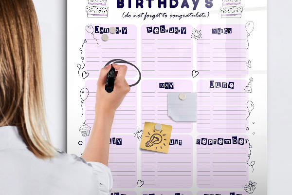 Tablă cu marker Calendar de ziua de naștere cu spațiu pentru fotografii