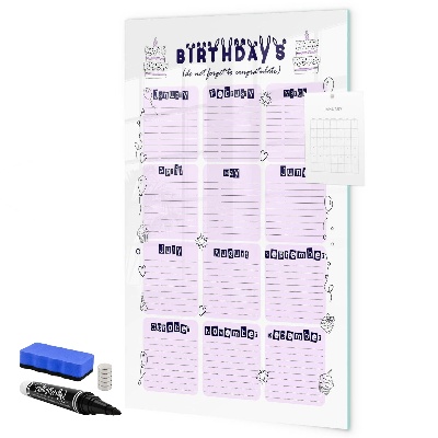 Tablă cu marker Calendar de ziua de naștere cu spațiu pentru fotografii