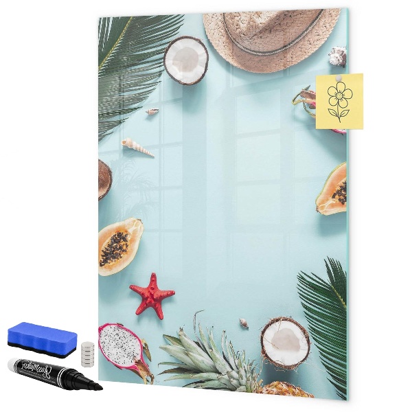 Tablă magnetică de scris Amintiri de vară într-un stil tropical