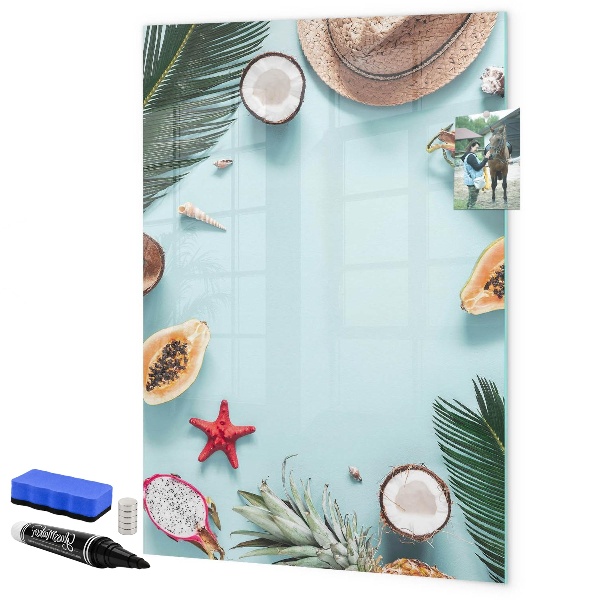 Tablă magnetică de scris Amintiri de vară într-un stil tropical