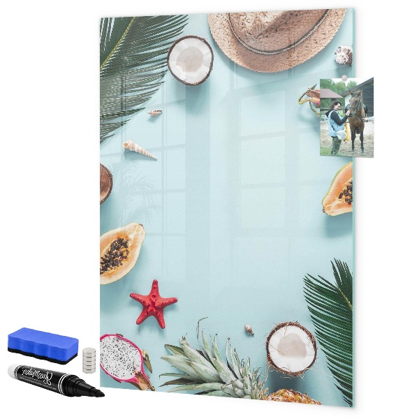 Tablă magnetică de scris Amintiri de vară într-un stil tropical