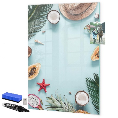 Tablă magnetică de scris Amintiri de vară într-un stil tropical