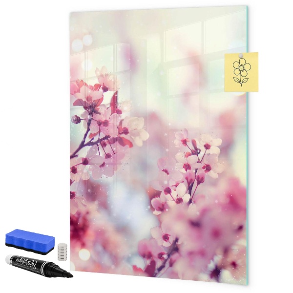 Tablă magnetică de scris Motiv floral cu spațiu pentru fotografii
