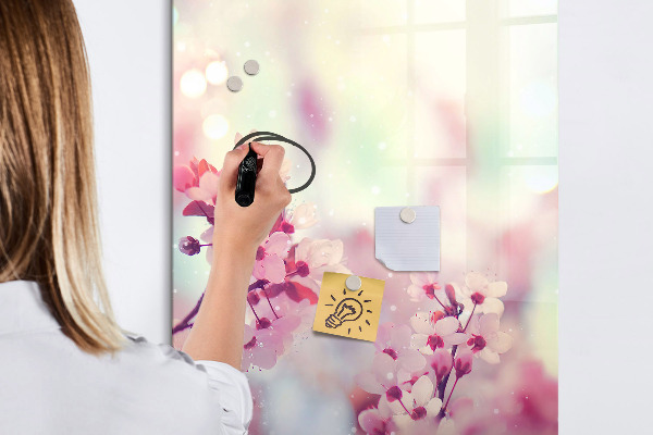 Tablă magnetică de scris Motiv floral cu spațiu pentru fotografii
