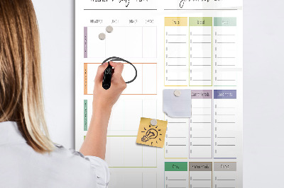 Tablă magnetică de scris Plan săptămânal de mese și cumpărături