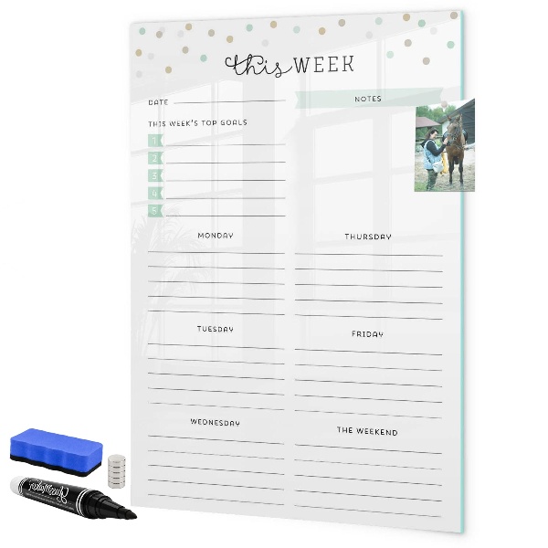 Tablă cu marker Planificator săptămânal cu spațiu pentru notițe