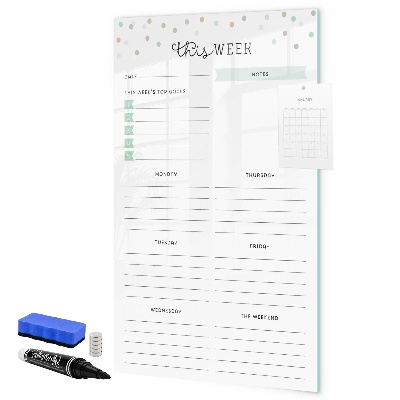 Tablă cu marker Planificator săptămânal cu spațiu pentru notițe