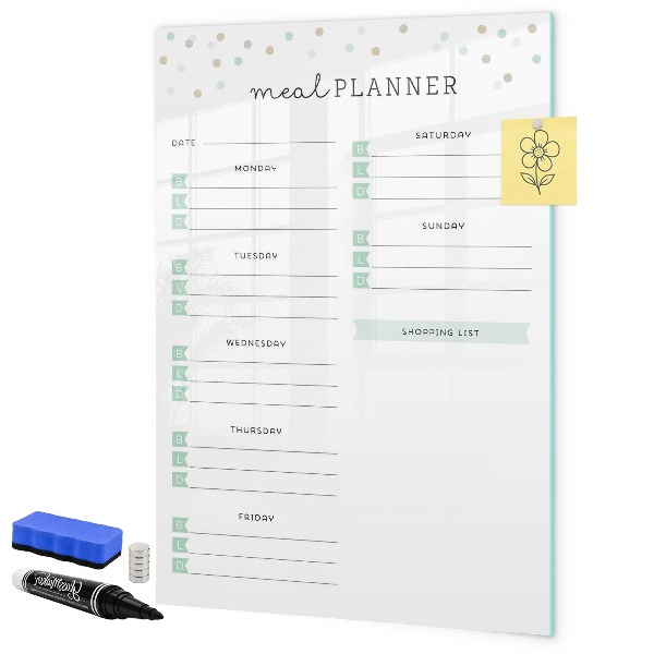 Tablă magnetică de scris Planificator de mese pentru întreaga săptămână