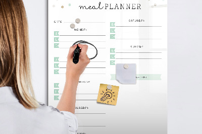 Tablă magnetică de scris Planificator de mese pentru întreaga săptămână