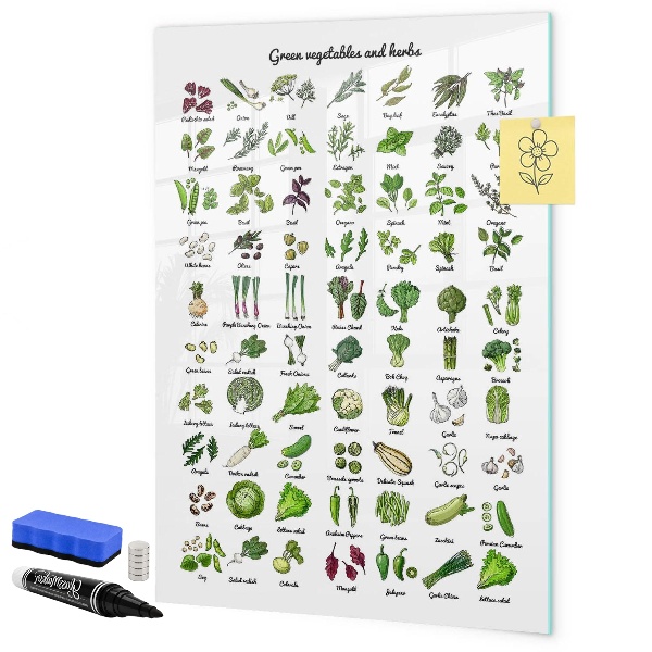 Tablă cu marker Legume verzi și ierburi în grafică