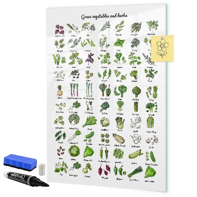 Tablă cu marker Legume verzi și ierburi în grafică