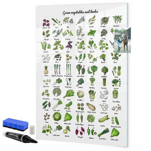 Tablă cu marker Legume verzi și ierburi în grafică