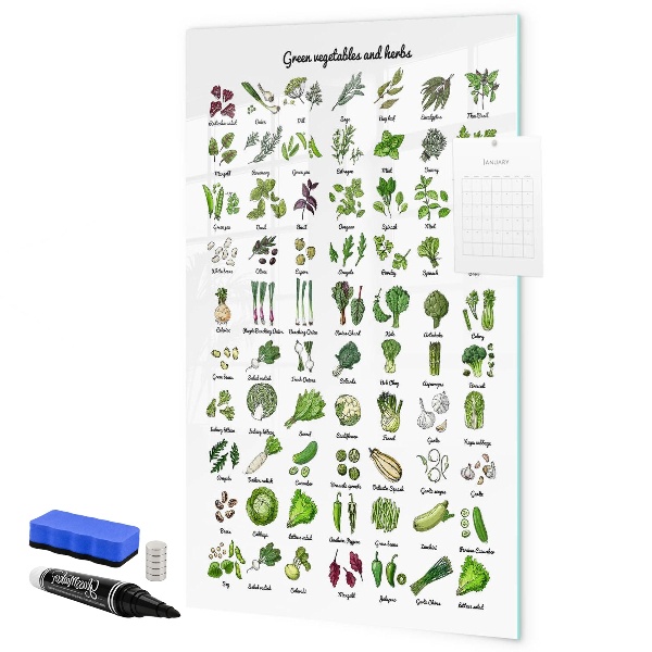 Tablă cu marker Legume verzi și ierburi în grafică