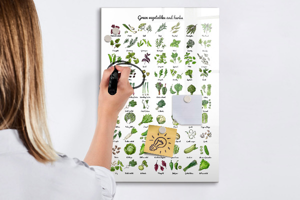 Tablă cu marker Legume verzi și ierburi în grafică