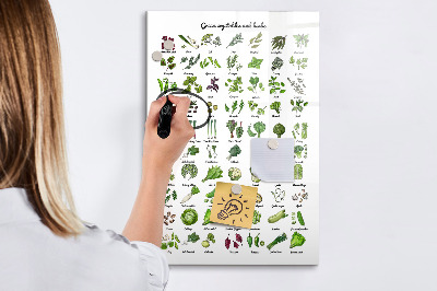 Tablă cu marker Legume verzi și ierburi în grafică
