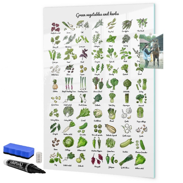 Tablă cu marker Legume verzi și ierburi în grafică