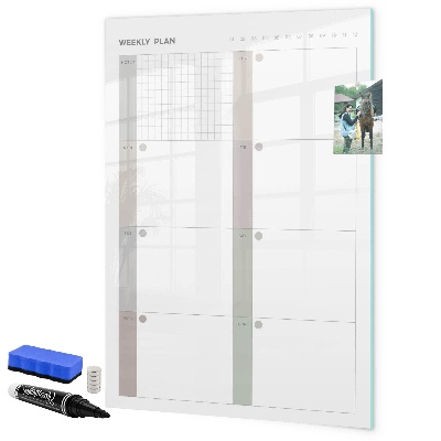 Tablă magnetică de scris Plan săptămânal cu spațiu pentru fotografii