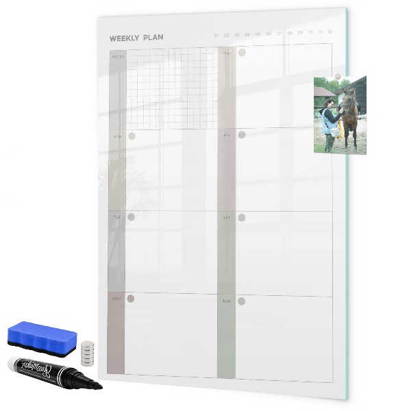 Tablă magnetică de scris Plan săptămânal cu spațiu pentru fotografii