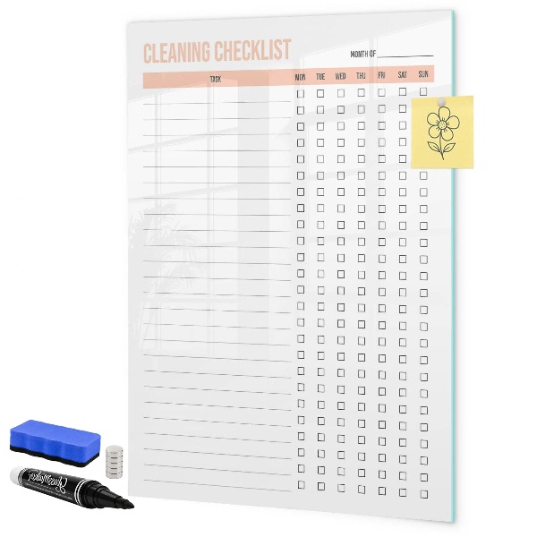 Tablă cu marker Lista lunară de curățenie
