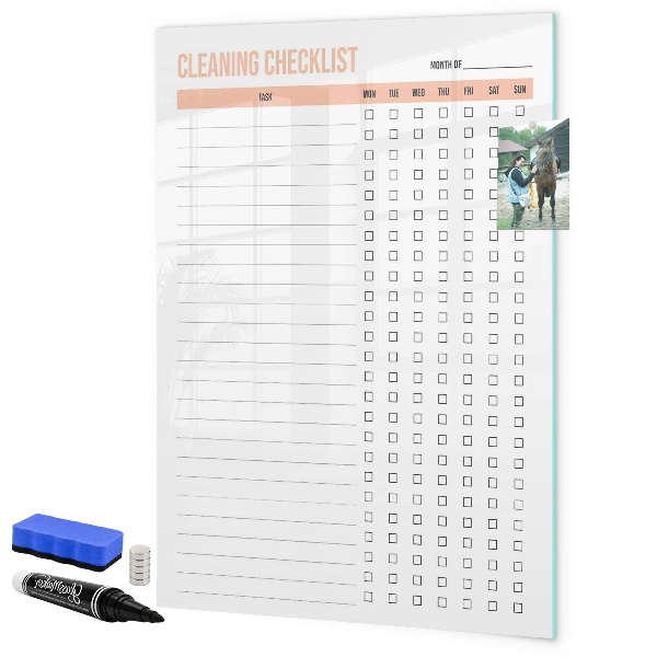 Tablă cu marker Lista lunară de curățenie