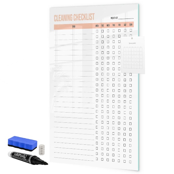Tablă cu marker Lista lunară de curățenie