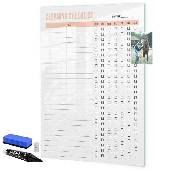 Tablă cu marker Lista lunară de curățenie