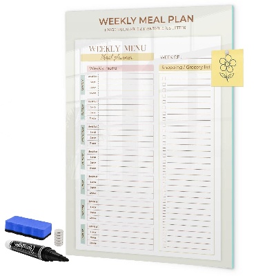 Tablă cu marker Plan de masă pentru fiecare săptămână