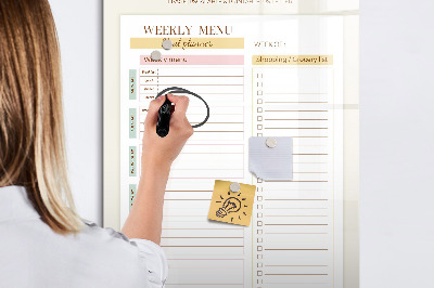Tablă cu marker Plan de masă pentru fiecare săptămână