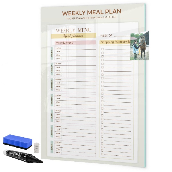 Tablă cu marker Plan de masă pentru fiecare săptămână