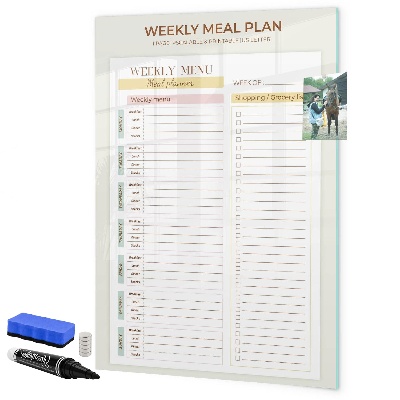 Tablă cu marker Plan de masă pentru fiecare săptămână